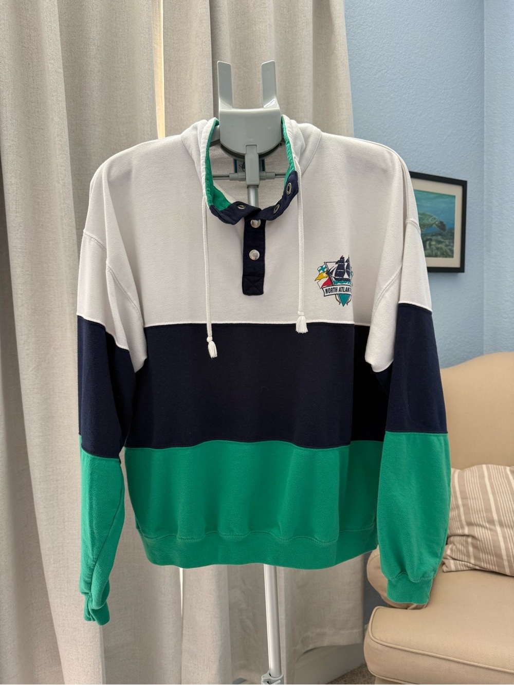 Vintage 90s Van Heusen Colorblock North Atlantic Run Sailing Sweatshirt M